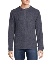 Rowm Long Sleeve Solid Ribbed Henley Pullover