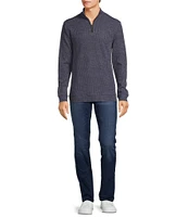 Rowm Long Sleeve Solid Ribbed Quarter-Zip Mock Neck Pullover