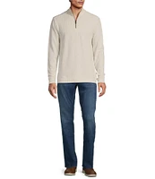 Rowm Long Sleeve Solid Ribbed Quarter-Zip Mock Neck Pullover