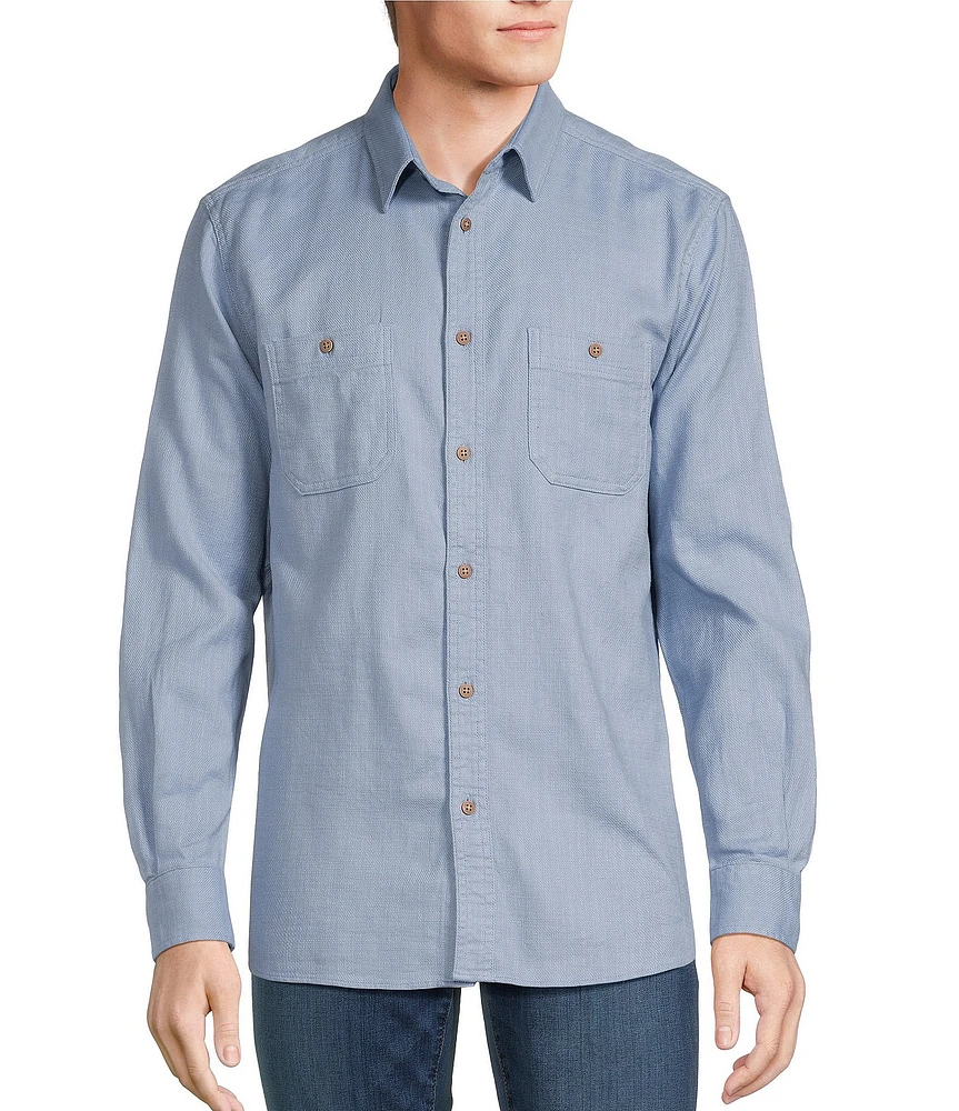 Rowm Long Sleeve Solid Slub Button Front Woven Shirt