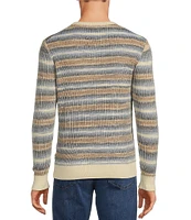 Rowm Long Sleeve Spacedye Plaited Horizontal Stripe Crew Neck Sweater