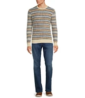 Rowm Long Sleeve Spacedye Plaited Horizontal Stripe Crew Neck Sweater