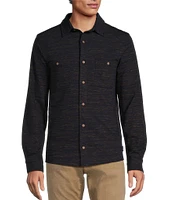 Rowm Long Sleeve Spacedye Solid Button Front Knit Shirt