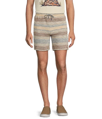 Rowm On The Range Flat Front Striped Slub 7#double; Inseam Shorts