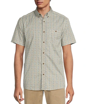 Rowm On The Range Short Sleeve Stretch Poplin Braided Print Shirt