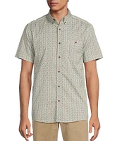 Rowm On The Range Short Sleeve Stretch Poplin Braided Print Shirt