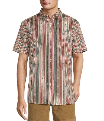 Rowm On The Range Short Sleeve Stretch Poplin Stripe Print Shirt