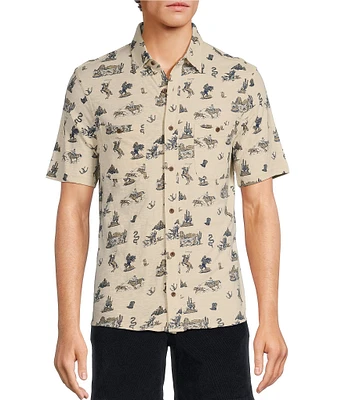 Rowm On The Range Short Sleeve Western Conversational Print Coatfront Shirt