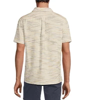 Rowm Outsider's Oasis Short Sleeve Space Dyed Textured Horizontal Striped Shirt