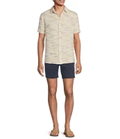 Rowm Outsider's Oasis Short Sleeve Space Dyed Textured Horizontal Striped Shirt