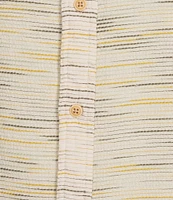 Rowm Outsider's Oasis Short Sleeve Space Dyed Textured Horizontal Striped Shirt