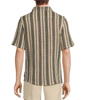 Rowm Outsider's Oasis Short Sleeve Textured Geometric Pattern Coatfront Shirt