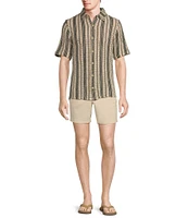 Rowm Outsider's Oasis Short Sleeve Textured Geometric Pattern Coatfront Shirt