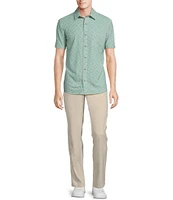 Rowm Performance Rec + Relax Short Sleeve Medallion Print Seersucker Shirt