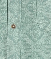 Rowm Performance Rec + Relax Short Sleeve Medallion Print Seersucker Shirt