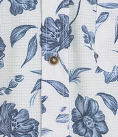 Rowm Performance Rec + Relax Short Sleeve Sketch Floral Print Textured Shirt