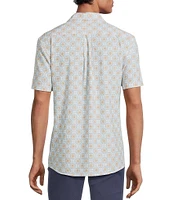 Rowm Performance Rec + Relax Short Sleeve Tile Print Textured Shirt