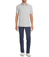Rowm Performance Rec + Relax Short Sleeve Tile Print Textured Shirt