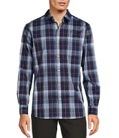 Rowm Rec + Relax Long Sleeve Performance Large Dark Plaid Pattern Shirt