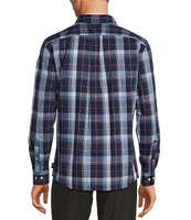 Rowm Rec + Relax Long Sleeve Performance Large Dark Plaid Pattern Shirt