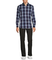 Rowm Rec + Relax Long Sleeve Performance Large Dark Plaid Pattern Shirt