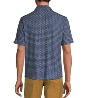 Rowm Rec + Relax Short Sleeve Dot Dash Print Knit Button-Front Shirt