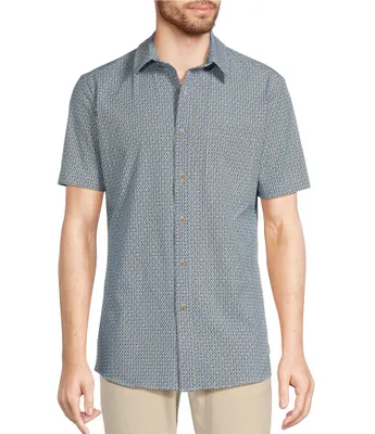 Rowm Rec & Relax Short Sleeve Performance Geometric Print Shirt