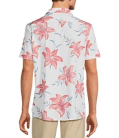 Rowm Rec + Relax Short Sleeve Performance Lily Print Shirt