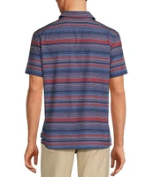 Rowm Rec + Relax Short Sleeve Performance Stripe Print Shirt