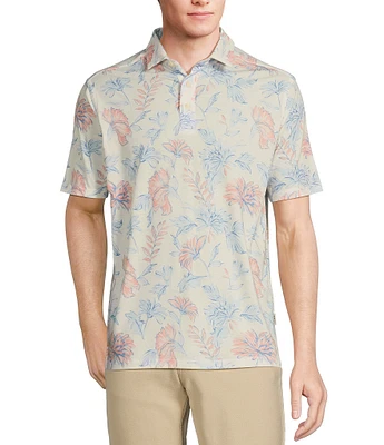 Rowm Rec + Relax Short Sleeve Petal Print Polo Shirt