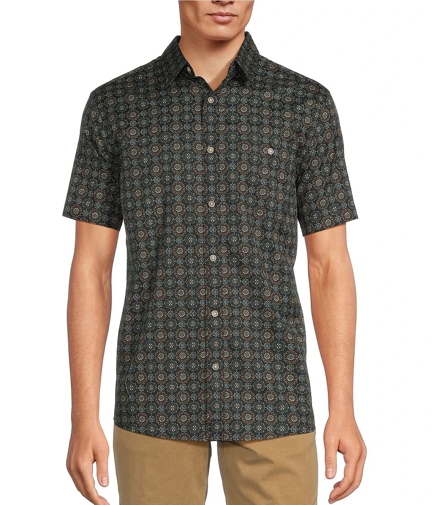 Rowm Short Sleeve Large Diamond Circle Print Shirt
