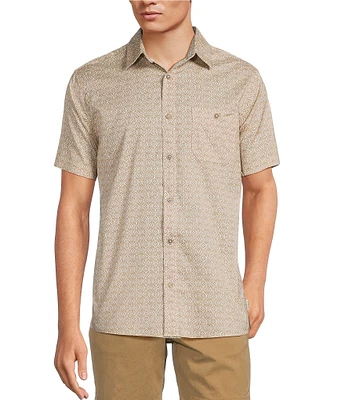 Rowm Short Sleeve Large Embroidered Diamond Print Shirt