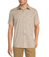 Rowm Short Sleeve Large Embroidered Diamond Print Shirt