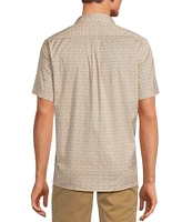 Rowm Short Sleeve Large Embroidered Diamond Print Shirt