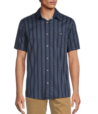 Rowm Short Sleeve Large Stripe Print Shirt