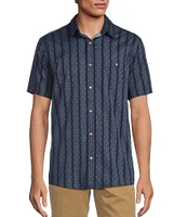 Rowm Short Sleeve Large Stripe Print Shirt