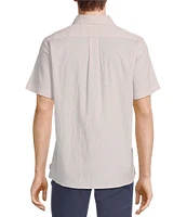 Rowm Short Sleeve Seersucker Faint Geo Print Shirt