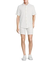 Rowm Short Sleeve Textured Solid Coatfront Shirt