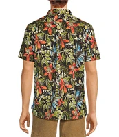 Rowm Short Sleeve Tropical Floral Print Shirt