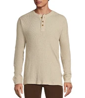 Rowm The Camper Long Sleeve Garment Washed Solid Waffle Henley Shirt