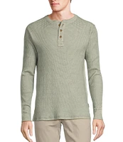 Rowm The Camper Long Sleeve Garment Washed Solid Waffle Henley Shirt