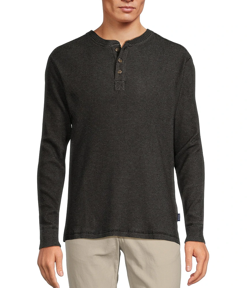 Rowm The Camper Long Sleeve Garment Washed Solid Waffle Henley Shirt