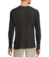 Rowm The Camper Long Sleeve Garment Washed Solid Waffle Henley Shirt