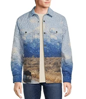 Rowm The Drifter Long Sleeve Topographical Quilting Scenic Print Shirt Jacket