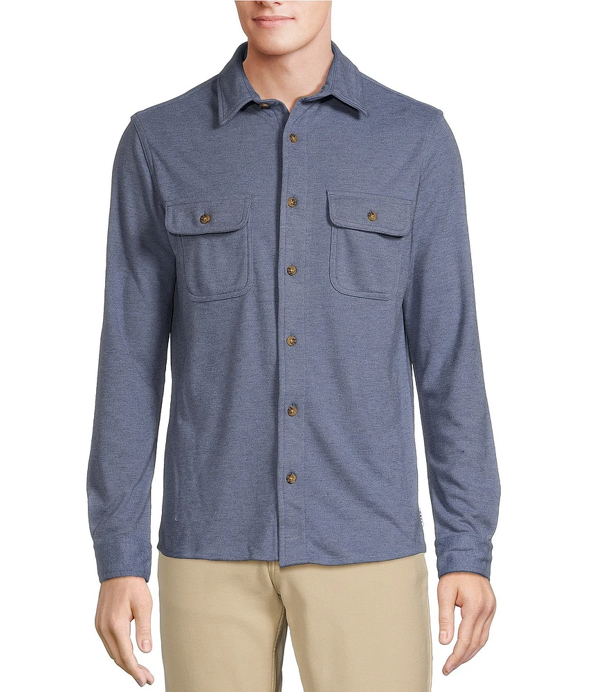 Rowm The Keeper Long Sleeve Solid Jersey Button Down Knit Shirt