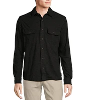 Rowm The Keeper Long Sleeve Solid Jersey Button Down Knit Shirt