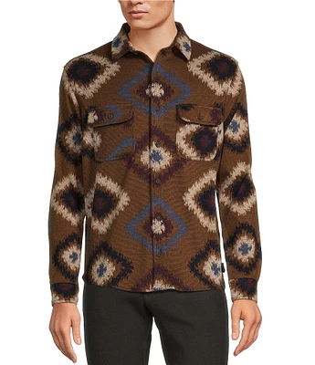 Rowm The Keeper Long Sleeve Southwestern Jacquard Button Down Knit Shirt