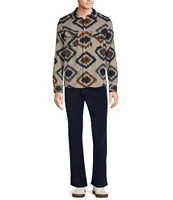 Rowm The Keeper Long Sleeve Southwestern Jacquard Button Down Knit Shirt