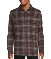 Rowm The Lodge Collection Long Sleeve Jacquard Plaid Button Down Knit Shirt