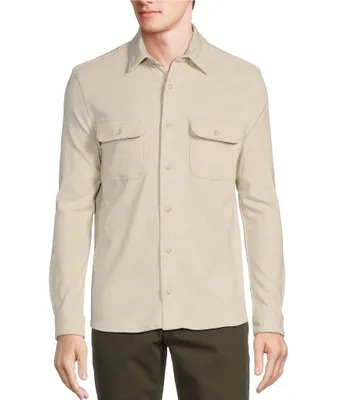 Rowm The Lodge Collection Long Sleeve Solid Jacquard Button Down Knit Shirt